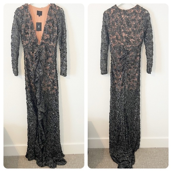 NBD Ice Melts Lace Maxi Dress Black Sequin Gown Revolve Size Small S NWT - Picture 2 of 8